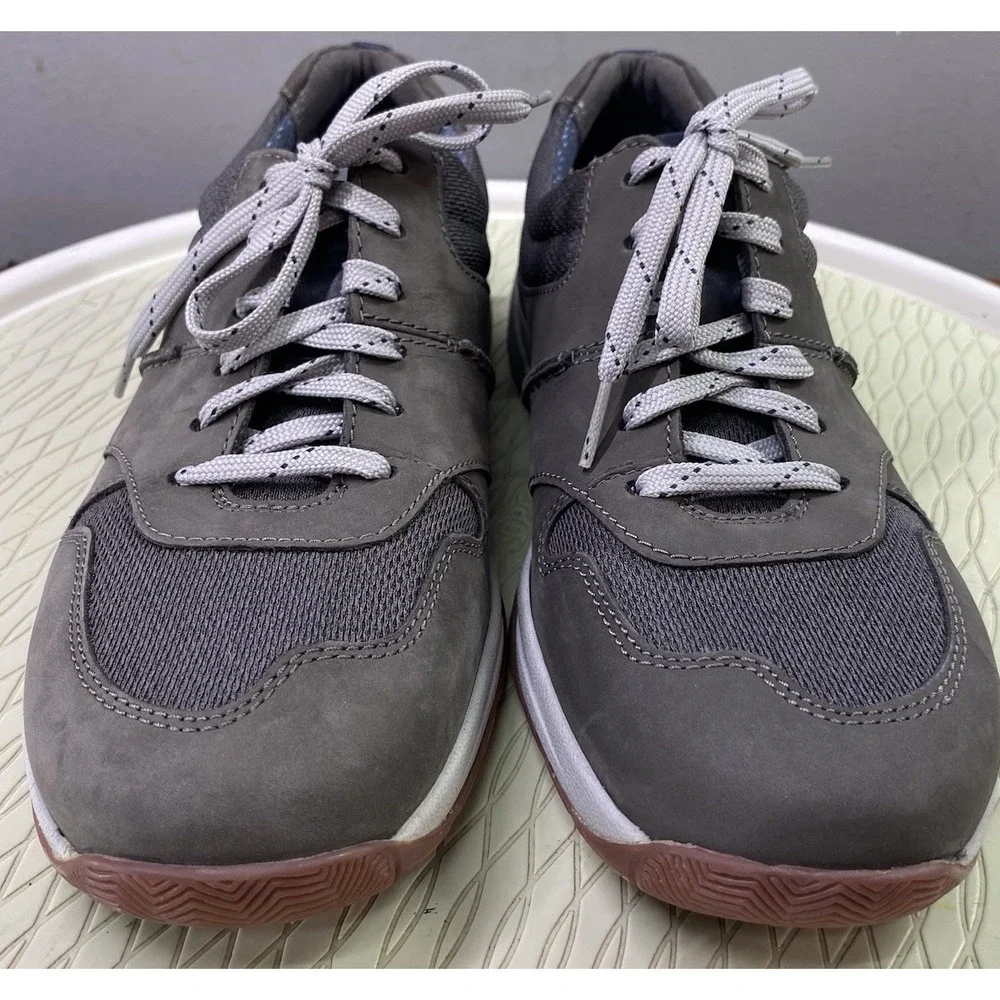 Clarks Men's Leather Langton Race Sneakers Comfort shoes Gray Athleisure 9‎ M